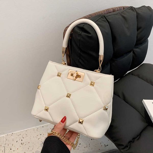 

fashion 2021 new trend high sense fashion rivet single shoulder messenger bag hand women's bag