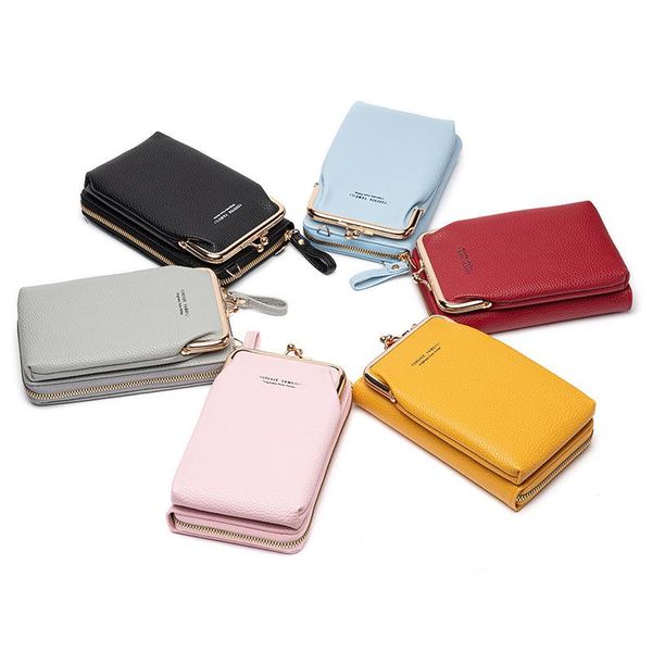 

card holders women bag shoulder crossbody messenger female handbags pu mobile phone wallets, Brown;gray