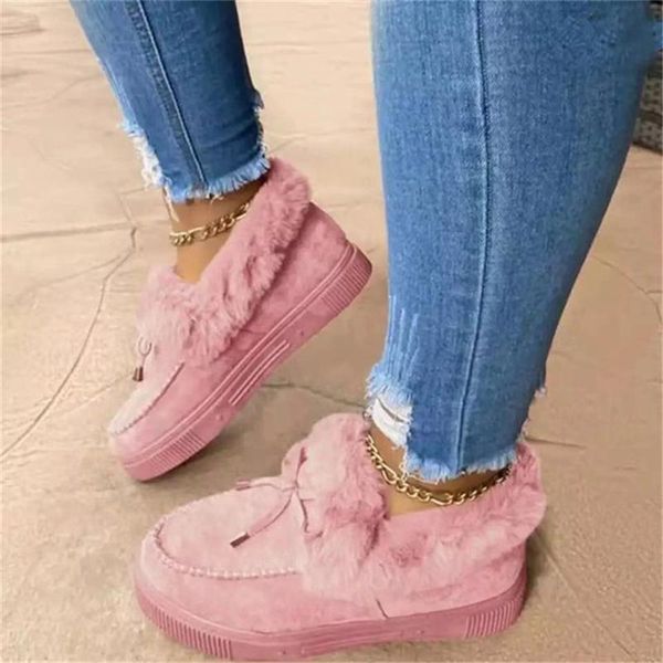 

boots winter shoes women snow warm plush fur female fashion thicken ankle ladies booties botas mujer size 34-43, Black