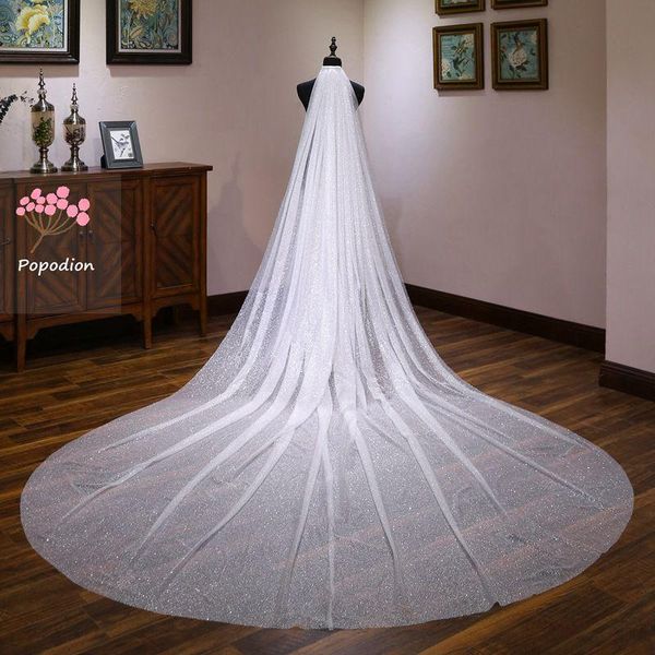 

bridal veils popodion wedding accessories 3 meters veil cathedral long voile mariage was10142, Black