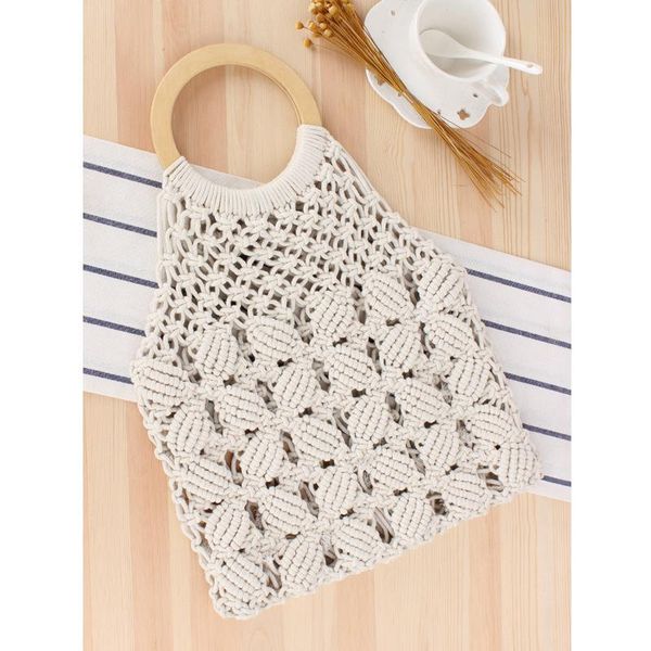 

duffel bags bag female solid color portable woven trendy women's mori straw handmade cotton rope beach casual