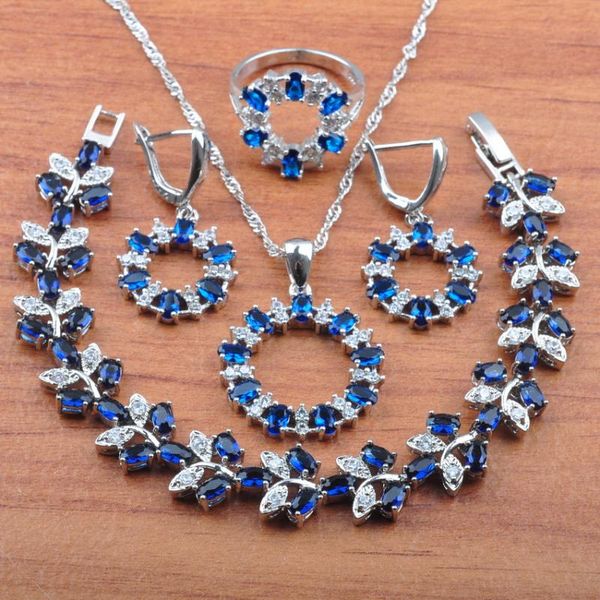 

earrings & necklace exquisite silver plated jewelry sets for women christmas gift cubic zirconia pendant ring bracelets js0416
