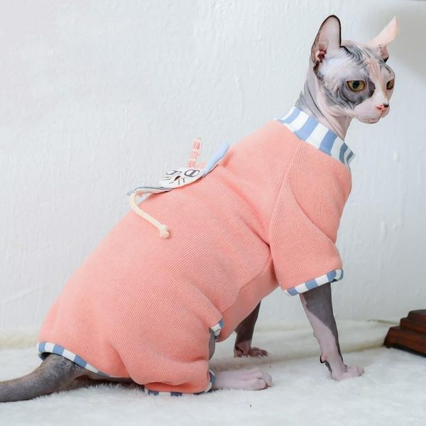 

cat costumes autumn winter pink sphynx clothes fleece warm vest for hairless classic puppy pet cats dog sweater