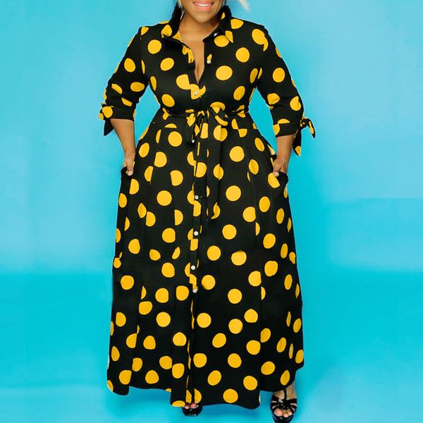 

net red large shirt long sleeve dot ins print dress, White;black