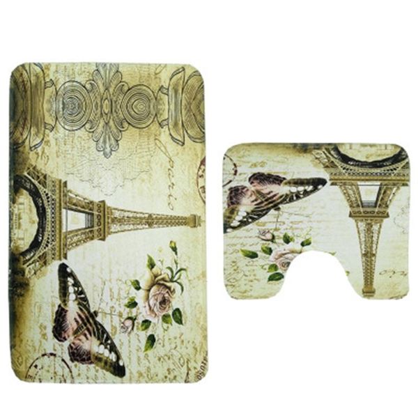 

butterfly tower toilet seat carpet 2 pcs/set and 3 slippery water absorbing soft bathroom mat rugs set bath mats