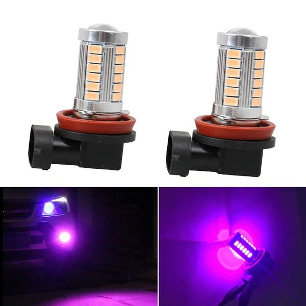 

1pcs car fog light h11 h8 h9 led bulb 33smd front fog lamp pink purple with strobe