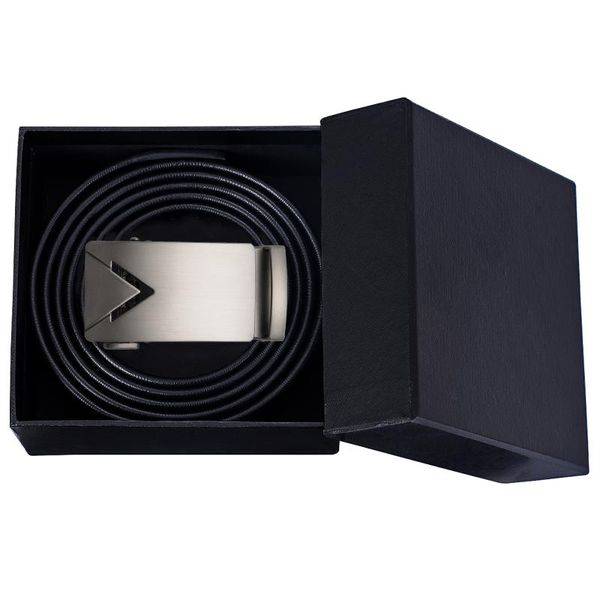 

belts hi-tie gift boxed mens black leather men belt automatic buckles ratchet dress jeans waistband straps for dad son boyfriend, Black;brown