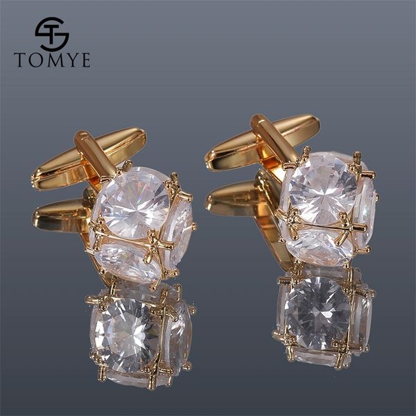 

cufflinks for men tomye xk20s011 luxury zircon gold silver color shirt cuff links 201109