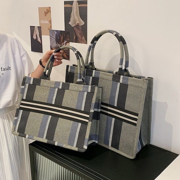 

tote bag women's 2021 new fashion handbag large capacity canvas stripe leisure travel backpack
