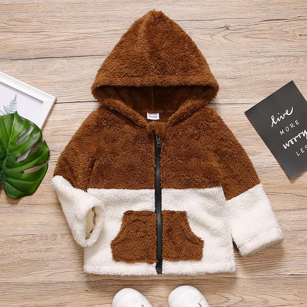 

jackets patpat toddler boy colorblock zipper fuzzy hooded jacket coat, Blue;gray