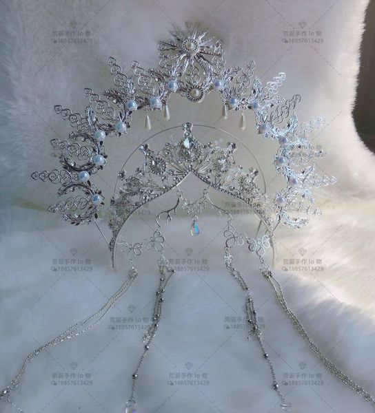 

other event & party supplies lolita angel madonna halo headdress tiara silver aperture crown headband bead chain hair hoop handmade ornament