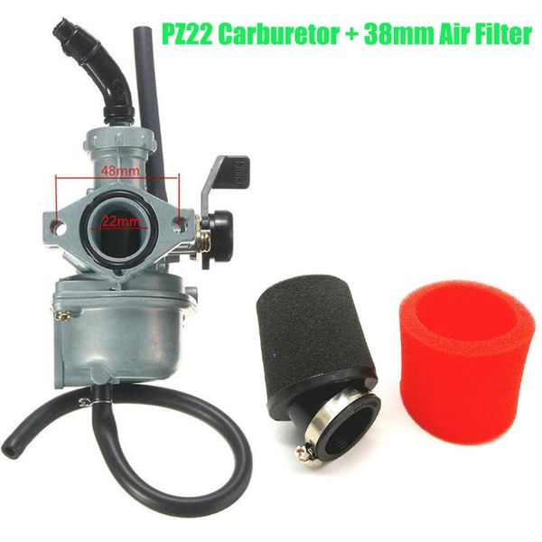 

engine pz22 carburetor +38mm air filter universal for horizontal atv 125cc-160cc quad dirt bike kart buggy motorcycle fuel system