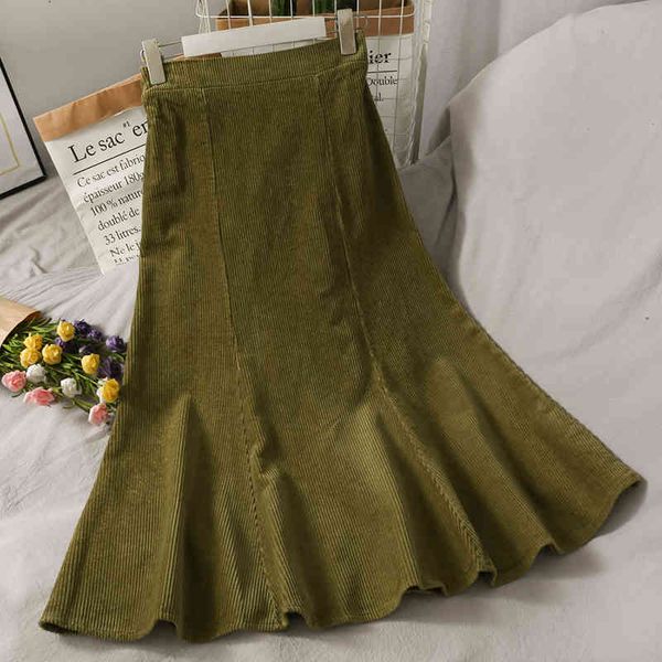 

skirts autumn retro solid corduroy slim a-line patchwork long 6guq, Black