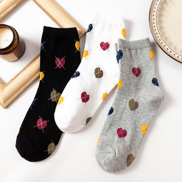 

middle love simple fashion black white gray spring autumn college style stockings