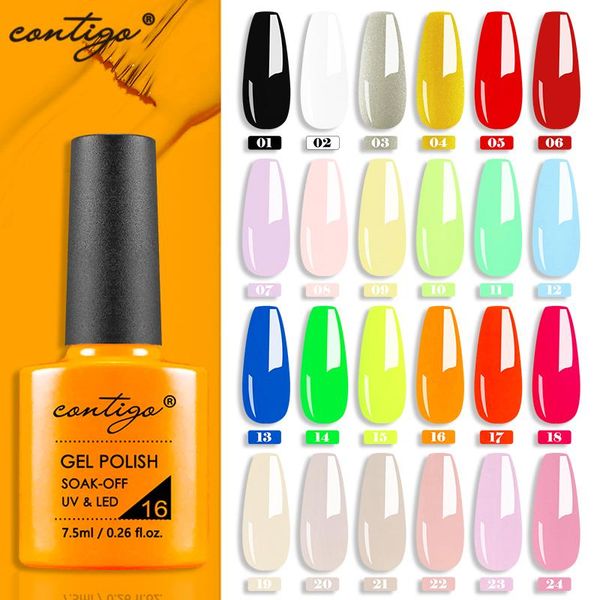 

nail gel contigo semipermanent polish 7.5ml neon varnishes for nails soak off nude natural uv gellac manicure fashion, Red;pink