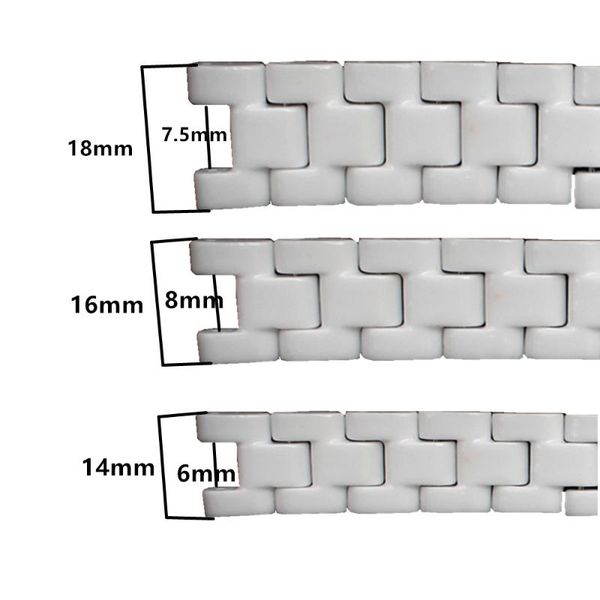 

watch bands ceramic strap men's and women's accessories 14mm 16mm 18mm straight + notch white chain tools, Black;brown