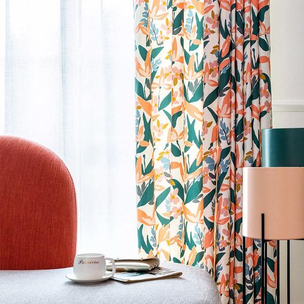 

curtain & drapes rzcortinas curtains for living room chenille with plant flower printed pastoral pink blinds window decor lovely