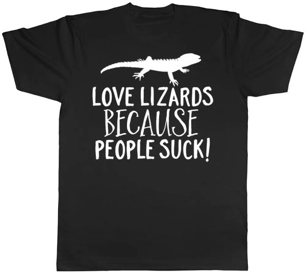 

love lizards because people suck mens womens ladies t-shirt, White;black