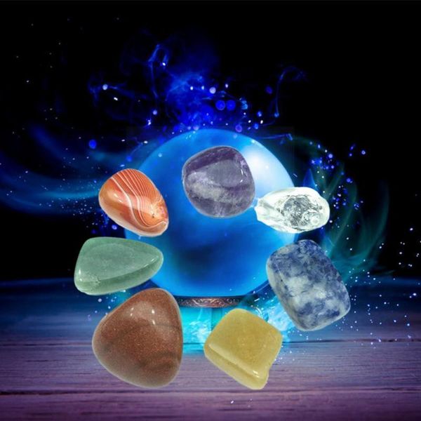 

decorative objects & figurines 7pcs/set natural chakra tumbled stone gemstone rock mineral irregular crystal polish healing meditation for f