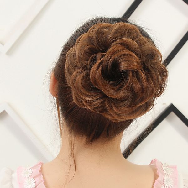 

buckle bag pull rope bud curl messy hair circle fluffy wig contract, Black;brown