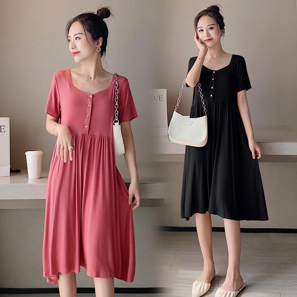 

maternity dresses 00669# clothes nursing dress summer loose stylish slimming pregnant women pregnancy breastfeeding, White