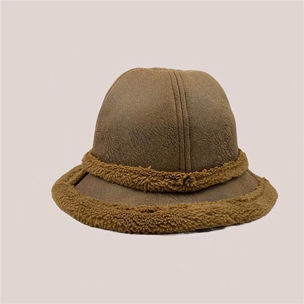 

wide brim hats solid winter warm female cap faux fur bucket hat for ladies outdoor sunscreen sun panama lady, Blue;gray