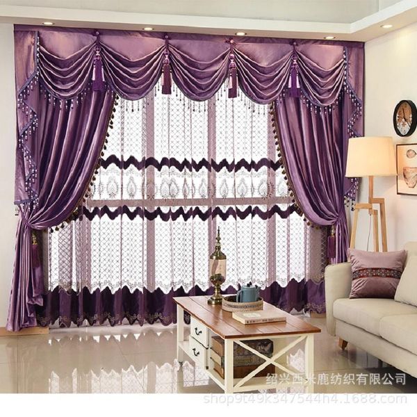 

european-style curtains italian velvet blackout for bedroom living room light luxury tulle valance custom curtain & drapes