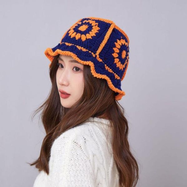 

wide brim hats skin-friendly casual women hollow out soft knitted hat accessories for vacation, Blue;gray