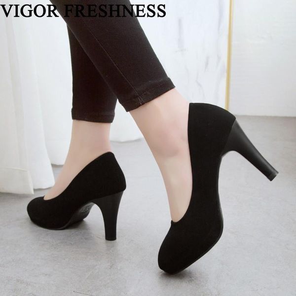 

dress shoes vigor freshness women spring middle heels autumn woman pumps party ladies classics female wy418, Black