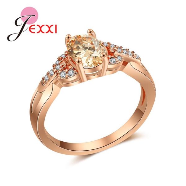 

wedding rings jexxi rose gold champagne crystal ring fashion & engagement jewelry for women mother's day gift, Slivery;golden