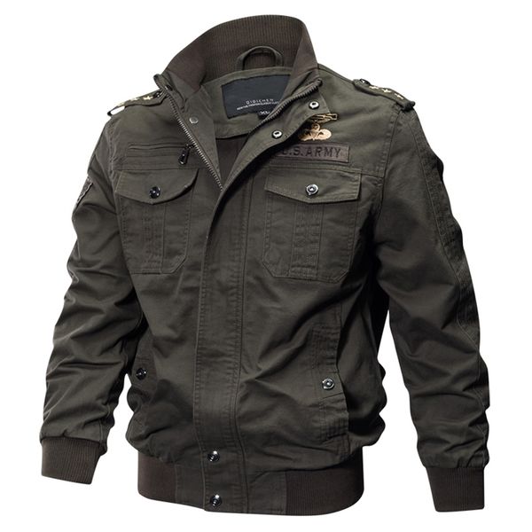 

plus size military bomber jacket men spring autumn casual multi-pocket pilot jackets male army cargo flight mens jackets m-6xl 210723, Black;brown