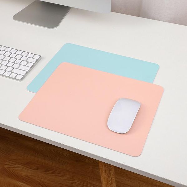 

mouse pads & wrist rests pad cute double-sided mat for mice office 30x24cm mousepad solid color pu leather waterproof cup mats deskpad