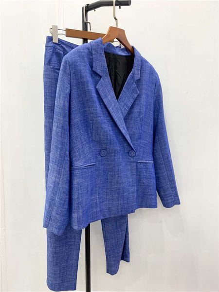 

women's two piece pants pants linen-blend blazer or double breasted long sleeve loose suit high waist zipper trousers office lad 1c5e, White