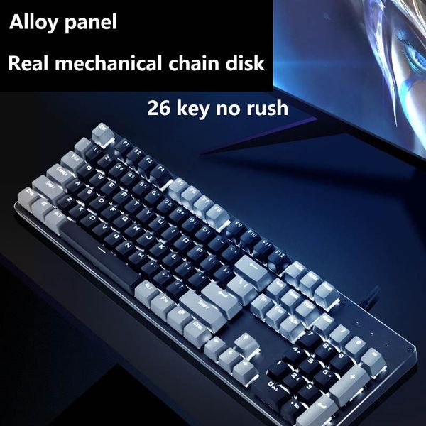 

aluminum alloy panel 104 keys mechanical keyboard gaming keyboards
