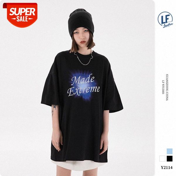 

lawfoo national men's clothing three-dimensional letter printing loose short-sleeved t-shirt tee #bd9i, White;black