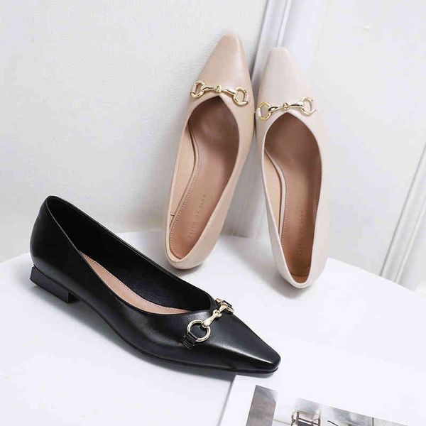 

dress shoes novo primavera sapatos femininos mocassins baixos saltos quadrados design da marca fivela de ouro feminino deslizamento em casua, Black