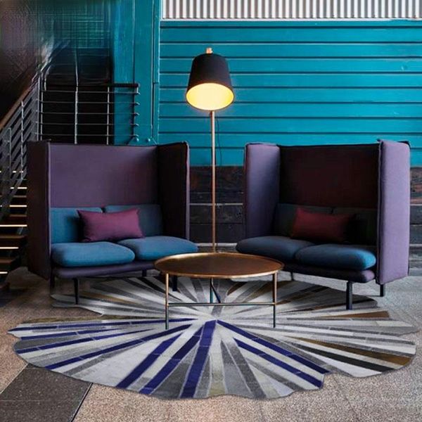 

lotus leaves colourful cowhide patchwork rug , big size genuine cow skin fur carpet, decorative living room sales carpets