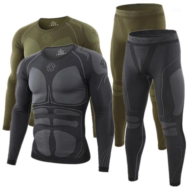 

men camouflage thermal underwear set long johns running jogging sportswear outdoor training cycling suits