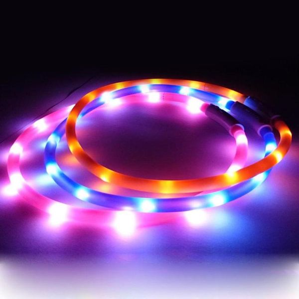 

dog collars & leashes usb rechargeable led flashing light band glow waterproof luminous safety belt pet puppy collar