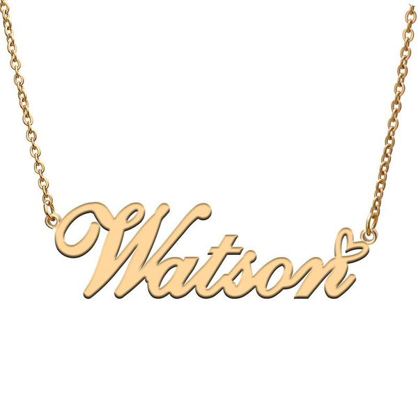 

pendant necklaces love heart watson name necklace for women stainless steel gold & silver nameplate femme mother child girls gift