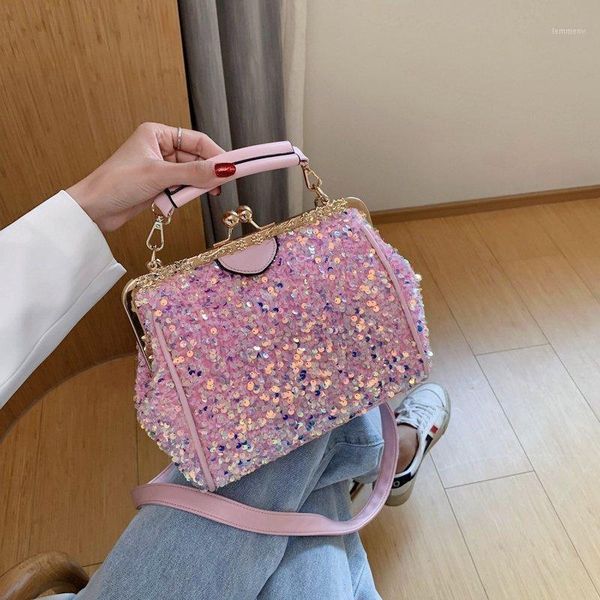 

evening bags fashion sequins pu leather crossbody for women 2021 summer shoulder handbags and purses lady cross body bag1