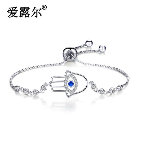 

selling devil's eye hand decoration zircon adjustable bracelet fashion palm shape platinum women's jewelry, Black