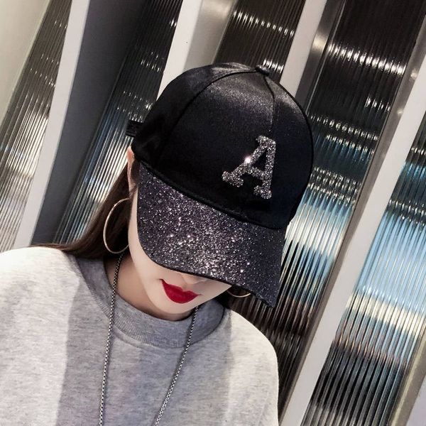 

bright diamond letter hat children's korean fashion student cap lady baseball versatile social network red, Blue;gray