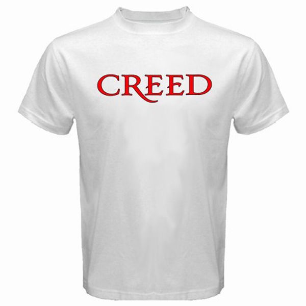 

new creed band logo men's white t-shirt size s to 3xl, White;black
