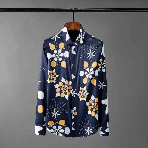 

tee polo shirt shirt shirt navy summer long sleeve flower all printed party mens fashion slim fit male shirts, White;black