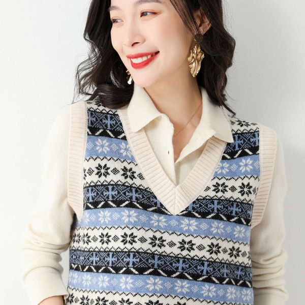 

autumn winter women's vest v-neck loose vest sleeveless sweater, White