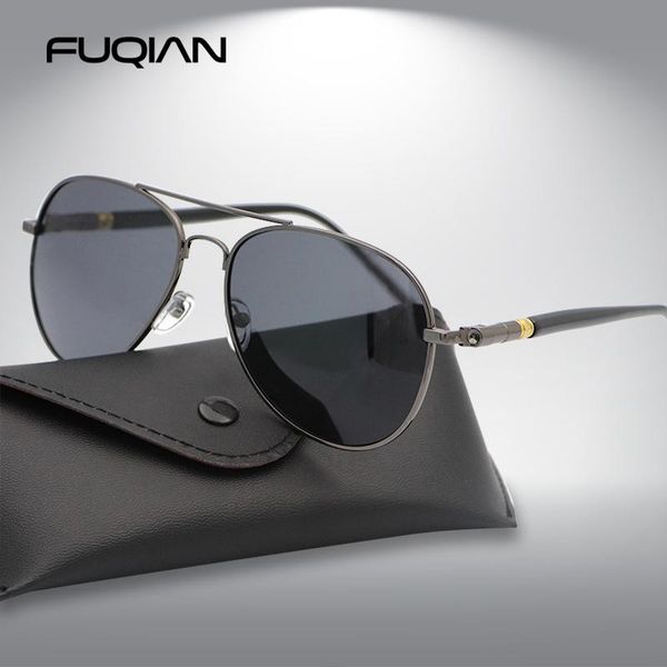 

sunglasses fuqian fashion pilot men polarized oversized metal aviation male sun glasses classic black driving shades uv400, White;black