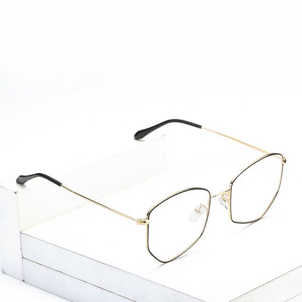 

fashion sunglasses frames metal irregular glasses frame retro art personality flat mirrors can be equipped with myopia, Black