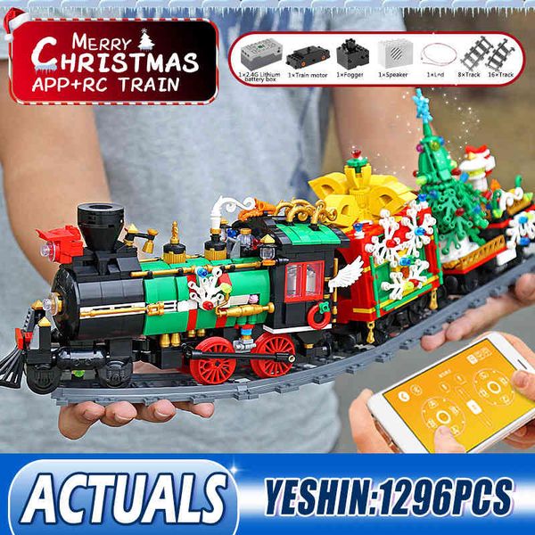 

mould king 12012 app motorized christmas winter train model 36001 steam electric trains building blocks bricks kids toys gifts q1215