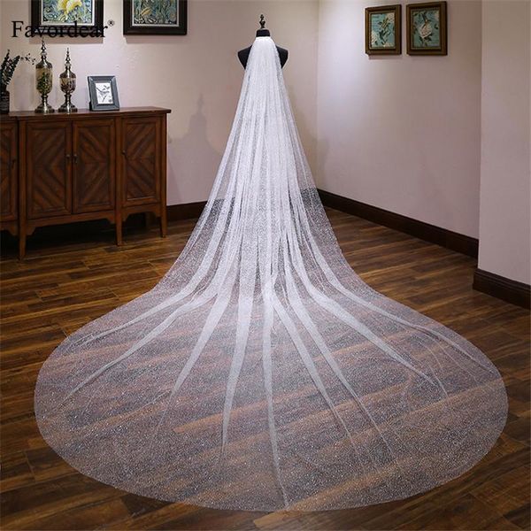 

bridal veils favordear 4m sequin cut edge long wedding veil one layer soft tulle cathdral velo de novia accessories, Black